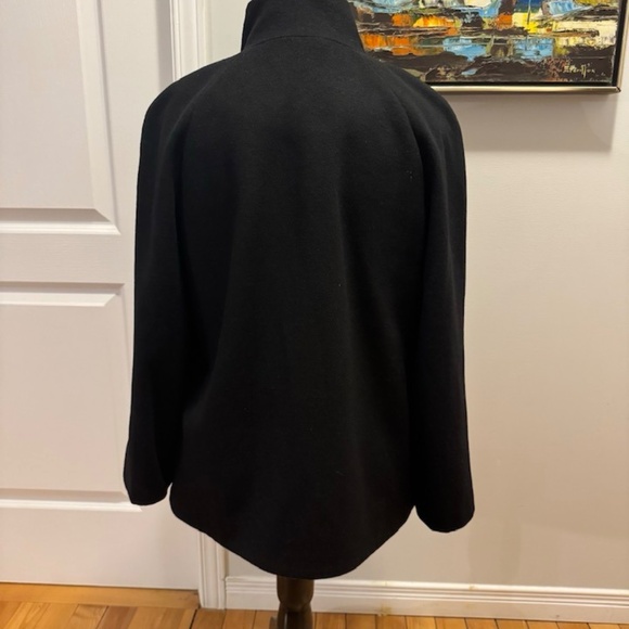 Betsey Johnson Black Wool Blend Swing Coat Jacket | Floral Rose Lining High Neck - Picture 5 of 16